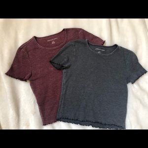 2 American Eagle baby waffle tee size small